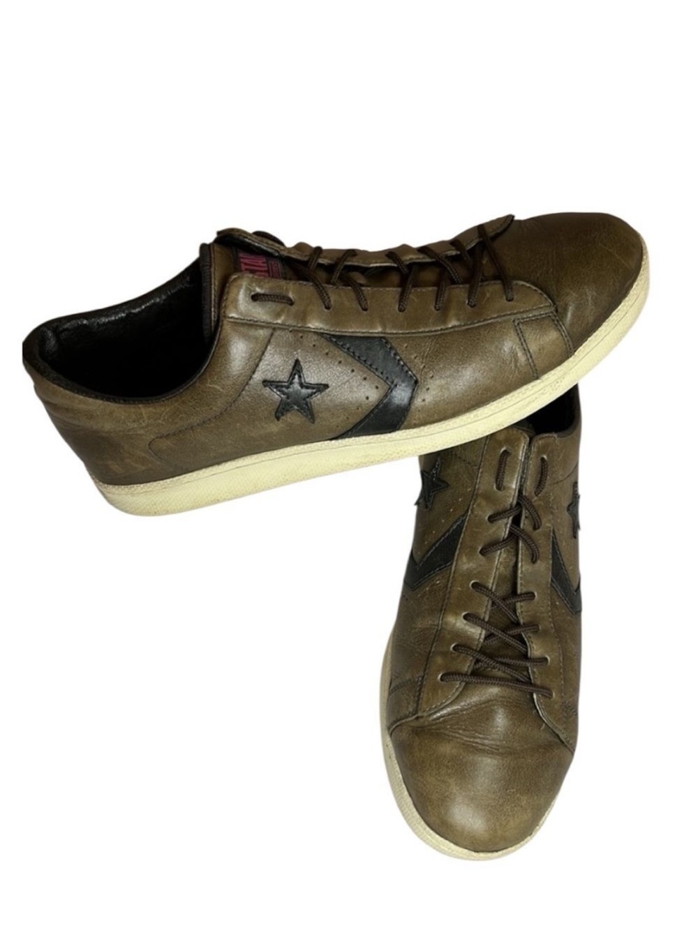 RARE VTG ‘01 Converse Ox Leather All Star Low Sneakers Olive & Black Men’s 17